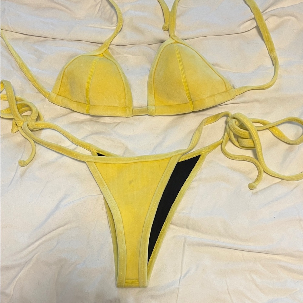 Yellow Velvet Bikini Set